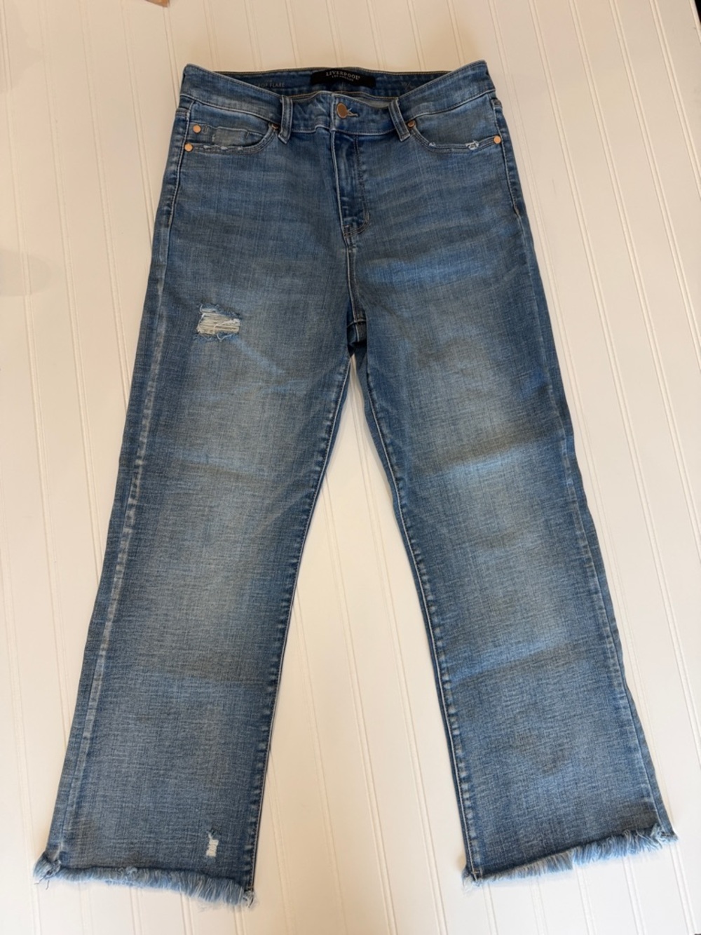 Liverpool Denim Crop Frayed Jeans - Size 30
